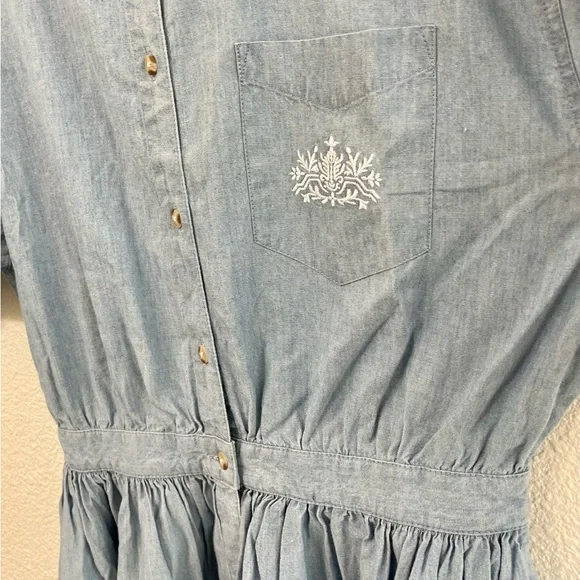 Vintage NWOT Eddie Bauer Blue Chambray Maxi Button-Up Dress Size XL/TG - Picture 4 of 13